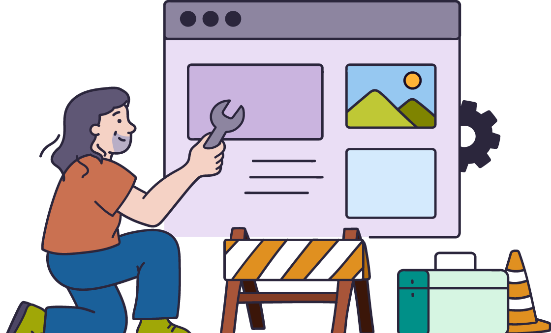 Illustration of Charlie tinkering with the website
